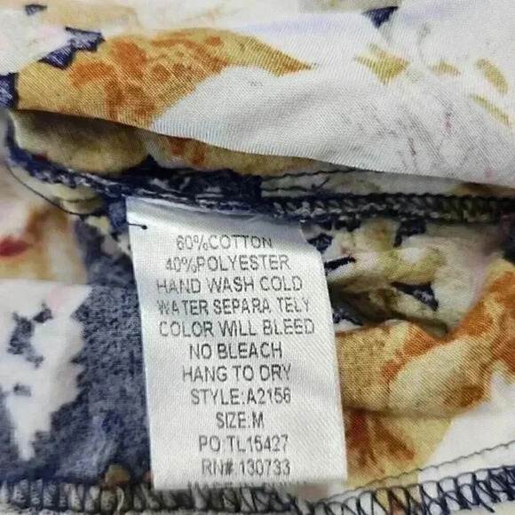 Umgee Round Neck Keyhole 3/4 Sleeve Lace bottom Floral Tunic Mini‎ Dress M - Picture 7 of 9